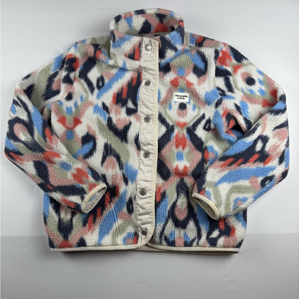 Abercrombie & Fitch Kids Multicolor Patterned fleece button up jacket sz 15/16